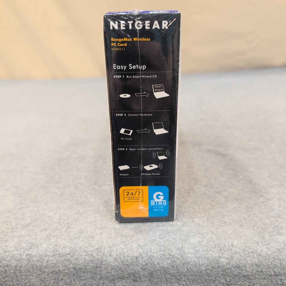 Netgear RangeMax Wireless PC Card WPN511 108 Mbps Laptop Adapter New Sealed - Picture 2 of 5